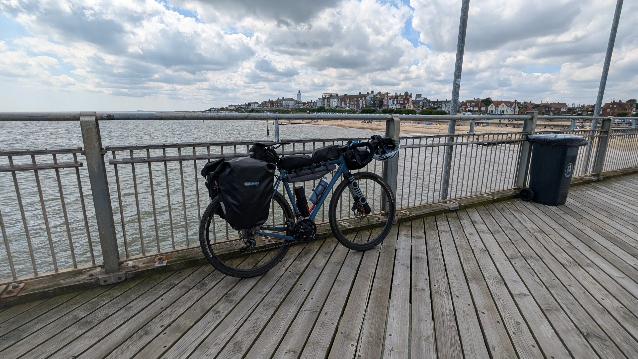 Southwold pier looking towards the town and lighthouse